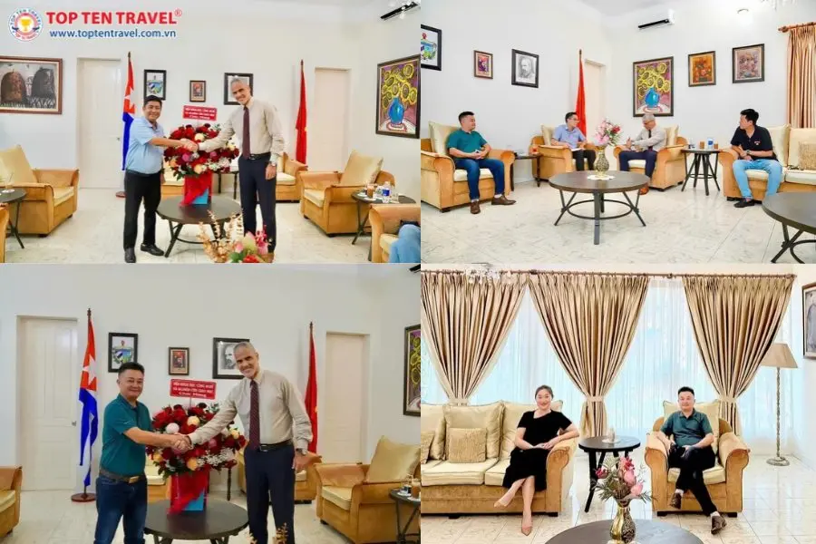 Ông Dương Bá Hưng – Tổng Giám đốc Top Ten Travel trao quà lưu niệm đến Tiến sĩ Mauricio Alejandro Martínez Duque