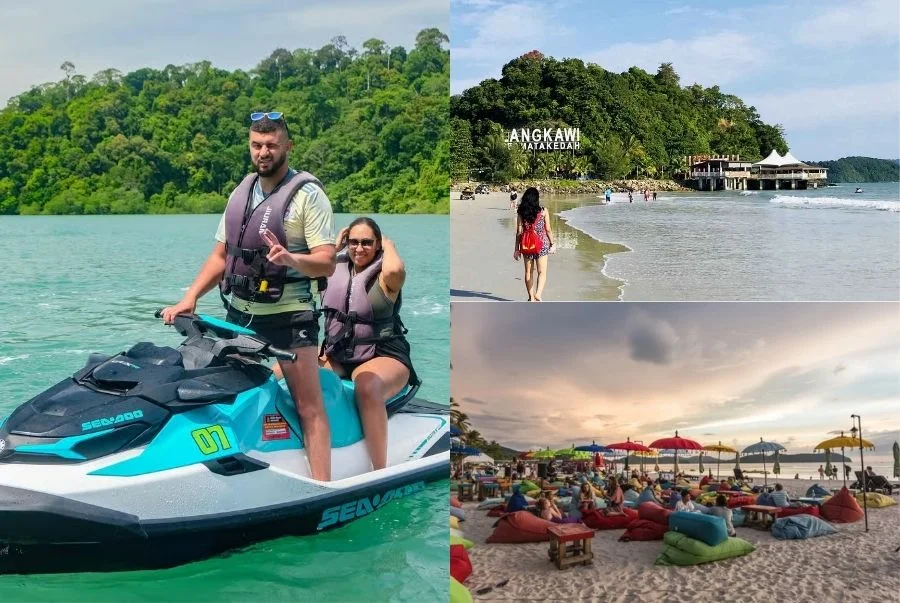 Biển Pantai Cenang Langkawi sôi động với nhiều hoạt động giải trí