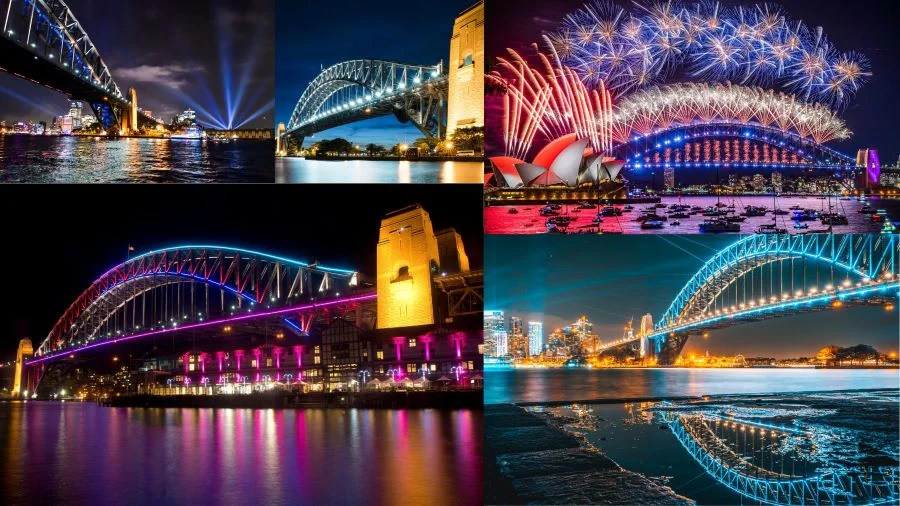 Khung cảnh Cầu Cảng Sydney về đêm