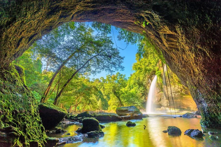 Vườn quốc gia Khao Yai sở hữu những khu rừng rậm rạp và thảo nguyên nguyên sơ là nơi trú ngụ của nhiều loài động vật  