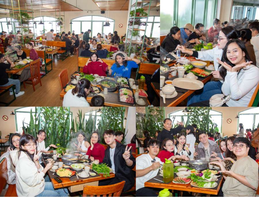 Đoàn Top Ten Travel thưởng thức buffet rau tại Đà Lạt