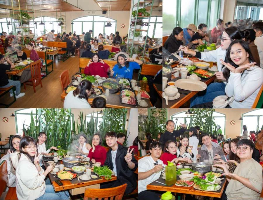 Đoàn Top Ten Travel thưởng thức buffet rau tại Đà Lạt
