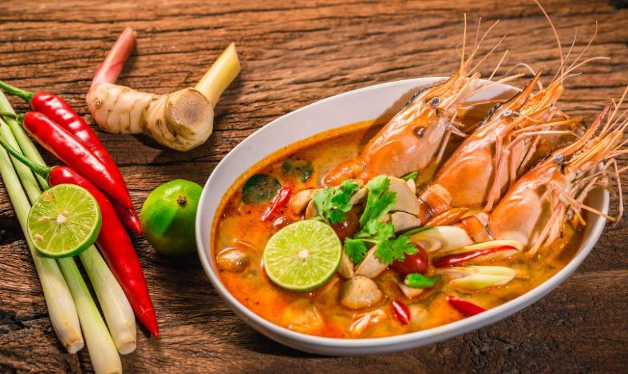 Tom Yum Goong đặc biệt chua cay, hương thơm lan tỏa đến khứu giác của từng thực khách