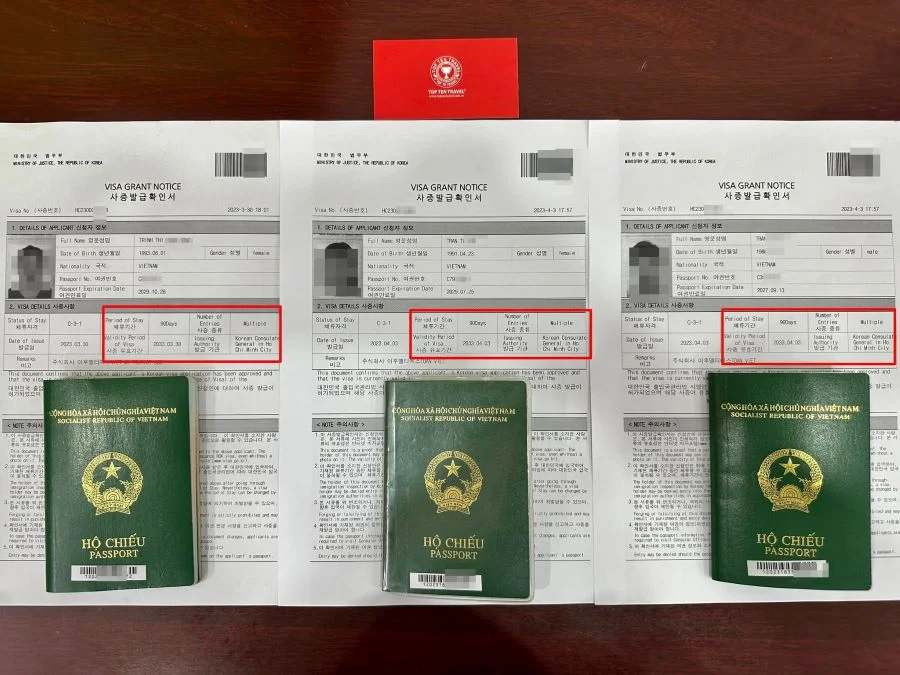Hình ảnh visa Hàn Quốc của khách hàng nhà Top Ten Travel