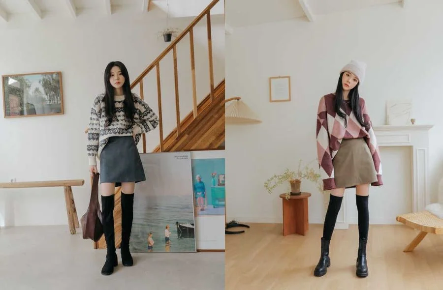 Áo len “mix” chân váy ngắn hứa hẹn sẽ là một outfit thời thượng cho mọi cô gái