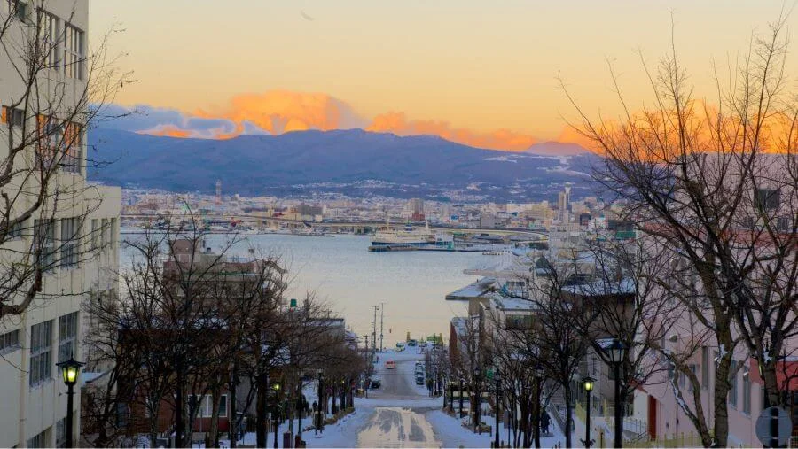 Ngắm cảnh hoàng hôn trên núi Hakodate là một trải nghiệm tuyệt vời mà bạn không nên bỏ qua khi đi du lịch Hokkaido vào mùa đông