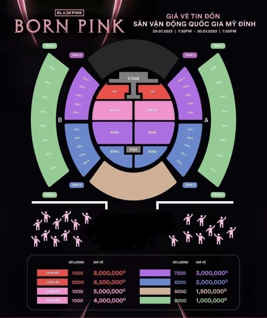 Giá vé cho concert  của Blackpink tại Việt Nam được dự đoán khoảng 2 - 10 triệu đồng