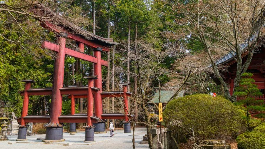 Đền Fuji Sengen Jinja nổi tiếng với cánh cổng torii đặc biệt