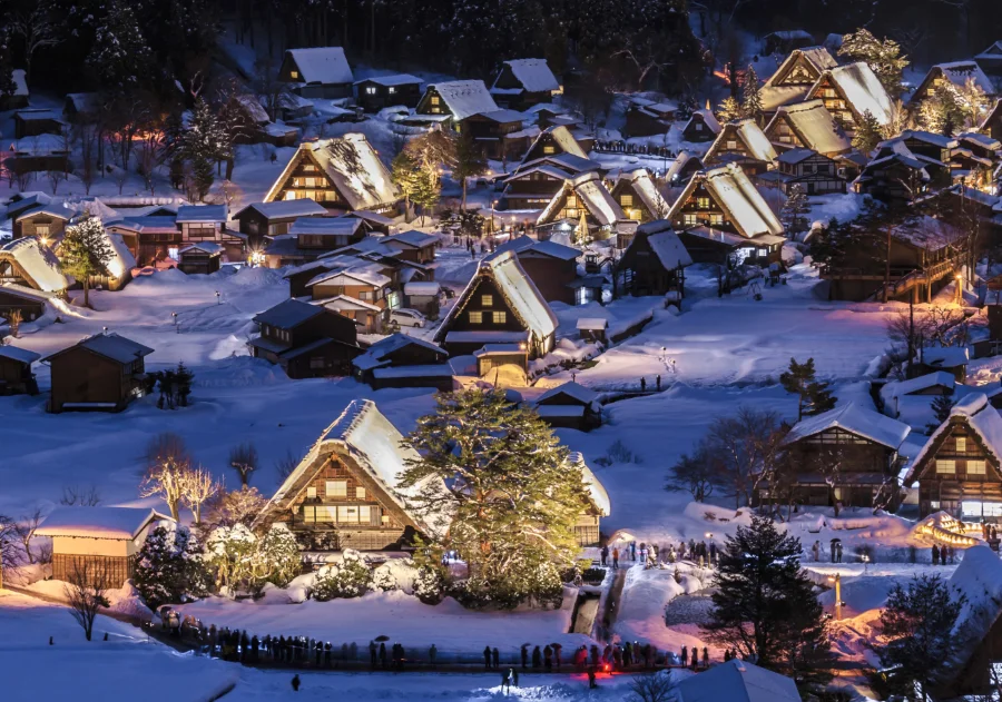 Làng cổ Shirakawago thành chốn thiên đường ánh sáng lung linh và huyền ảo