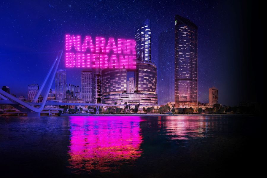 Thành phố Brisbane lung linh ánh đèn khi màn đêm buông xuống