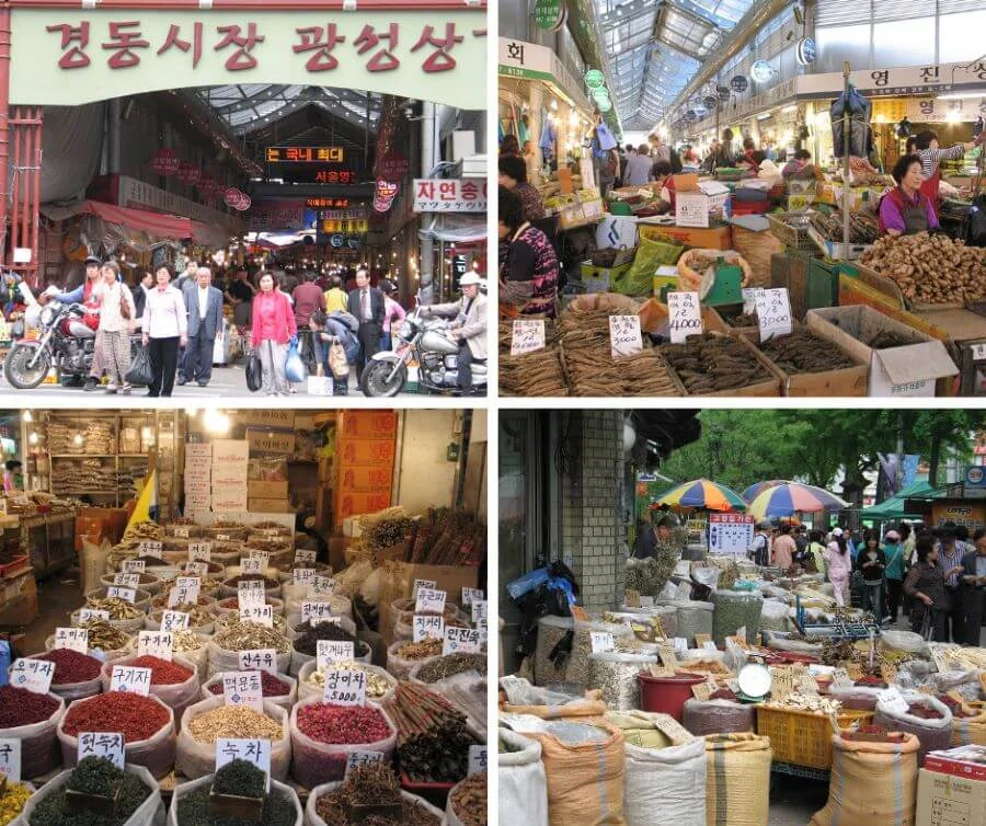 Bước chân vào chợ Gyeongdong, bạn sẽ ngay lập tức bị choáng ngợp bởi hương thơm nồng nàn của các loại thảo mộc