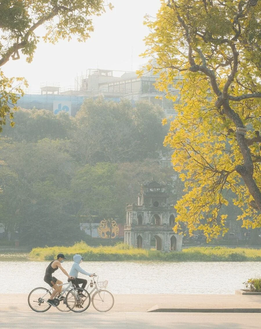 Chiêm ngưỡng mùa thu Hà Nội cùng sắc vàng của những chiếc lá chuyển màu