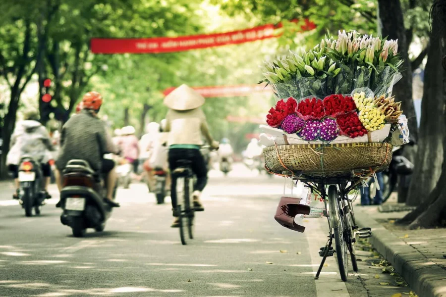 Hà Nội đẹp ngỡ ngàng trên những xe hàng hoa dưới phố