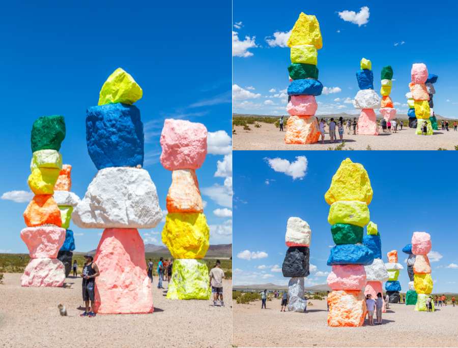 Seven Magic Mountains bao gồm 7 tòa tháp khổng lồ được xây dựng từ 33 khối đá vôi với nhiều màu sắc rực rỡ
