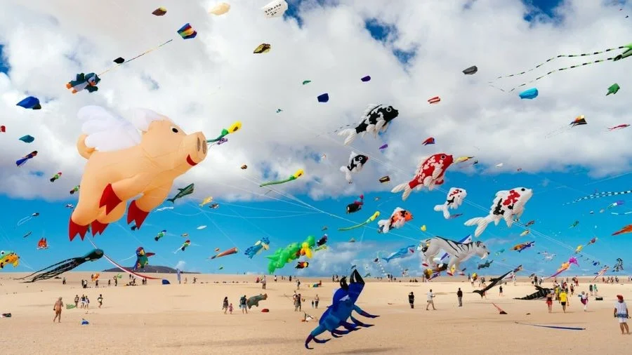 Lễ hội thả diều Berck-sur-Mer với những con diều khổng lồ sặc sỡ màu sắc, có kích cỡ và hình dạng khác nhau