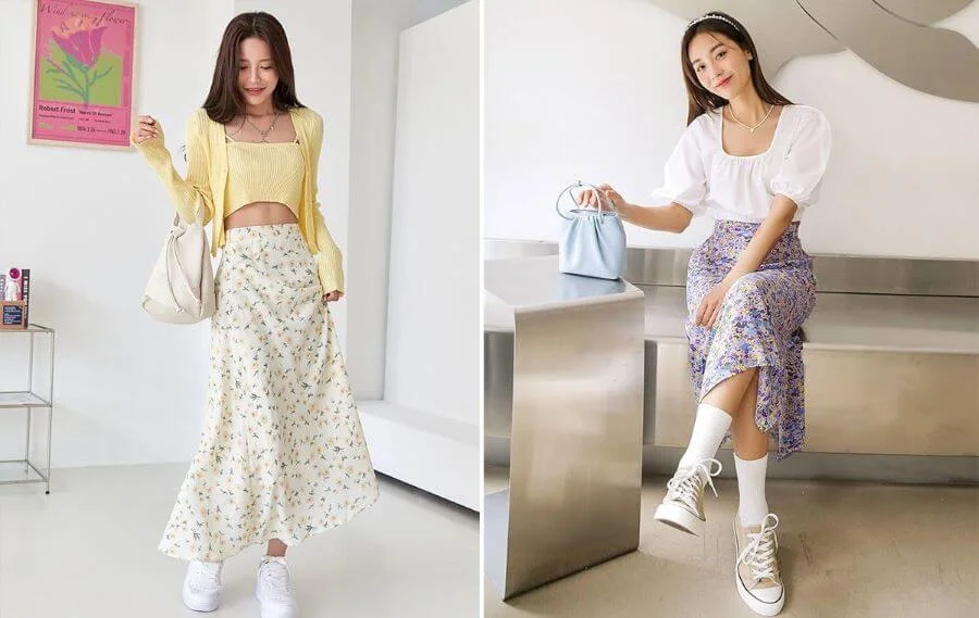 Váy hoa là một lựa chọn hoàn hảo để bạn trở nên nữ tính và nổi bật trong những bức ảnh du lịch Nhật Bản mùa xuân