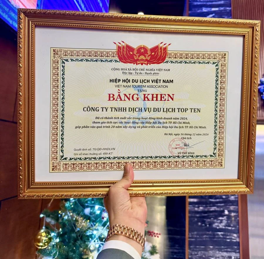 Bằng khen này là minh chứng cho sự cố gắng của Top Ten Travel trong việc nâng cao chất lượng dịch vụ, mang đến những trải nghiệm thú vị