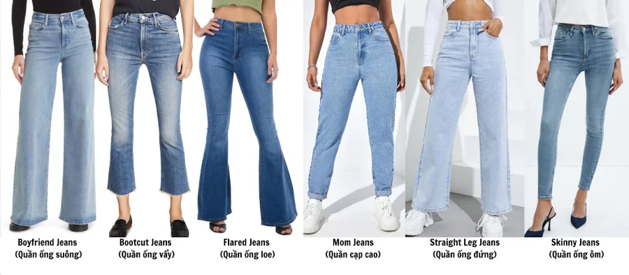 Hiện nay có rất nhiều mẫu quần jean khác nhau