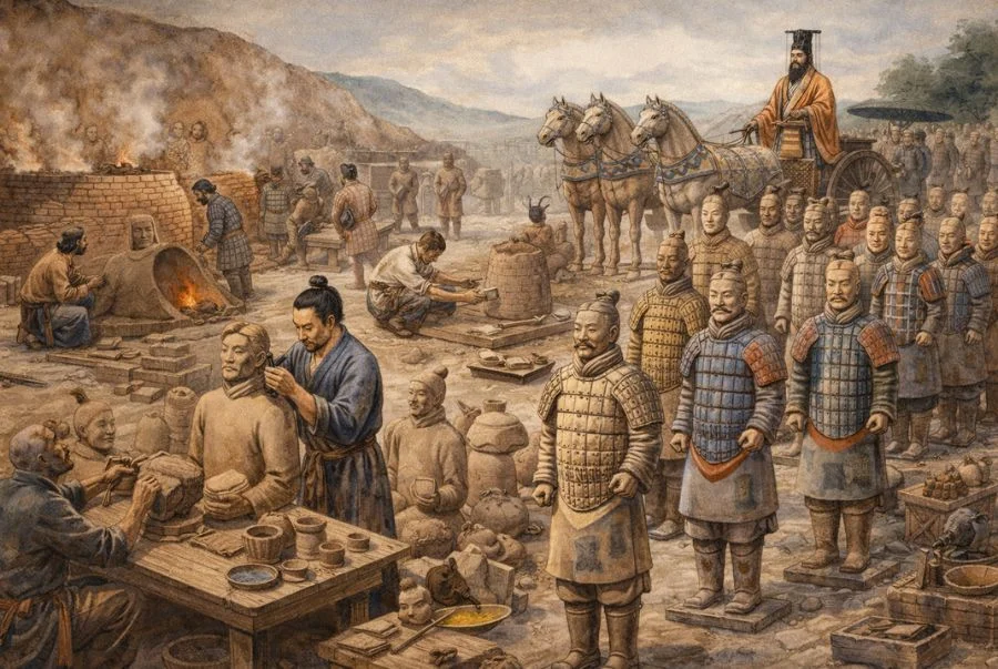 Đội quân đất nung Tây An có lịch sử xây dựng vào khoảng cuối thế kỷ III trước Công nguyên, dưới triều đại nhà Tần