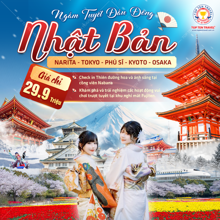 Tour Nhật Bản Mùa Đông: Narita - Tokyo - Phú Sĩ - Kyoto - Osaka (CDV)