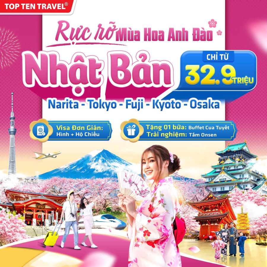 Tour Nhật Bản CDV Mùa Xuân: Narita - Tokyo - Fuji - Kyoto - Osaka